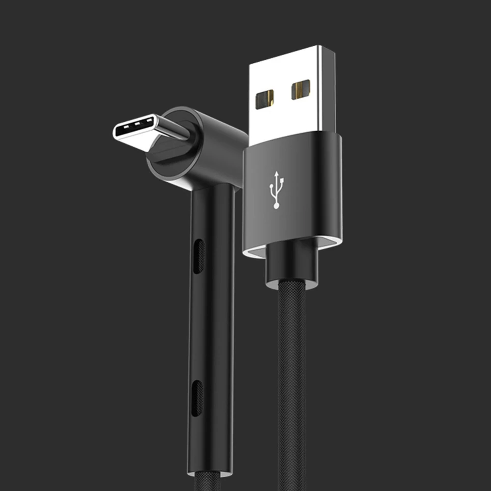 2.1A USB кабель L форма Быстрая зарядка кабель для передачи данных зарядное устройство для телефона type C - Цвет: Black