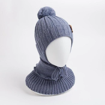

Set (hat, snood) for a boy, gray, size 44-47 cm (9-18 months)
