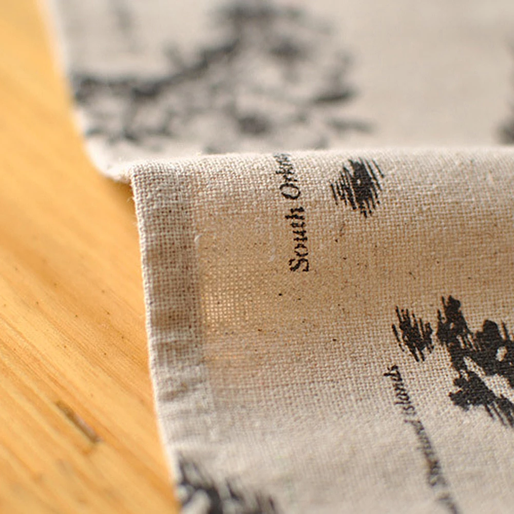 1Pc Retro Voyage Map Pattern Lace Cotton Linen Fabric Tablecloth Table Cover Decor Dining Decorative Table Cover Tafelkleed