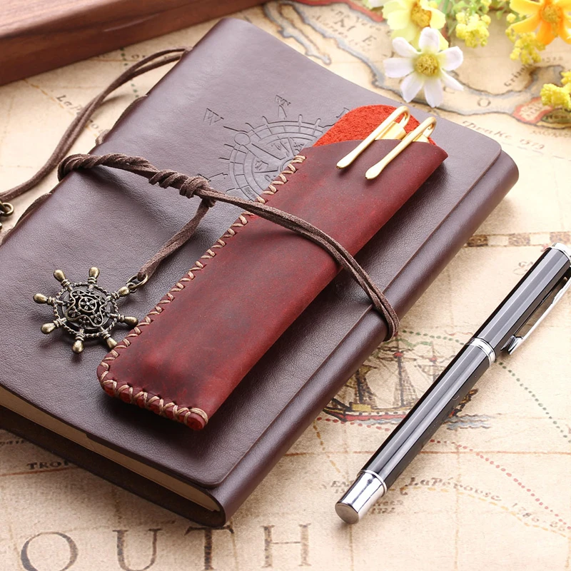 Details about   Vintage Leather Gift Simple Cowhide Pen Storage Bag Pencil Bag Roll Curtain 
