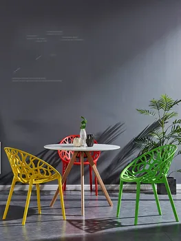 

Nordic modern minimalist armrest back dining chair ins creative casual hollowed out industrial style chair