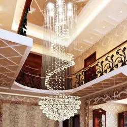 Современный светодиодный двойной спиральная хрустальная люстра освещение для фойе лестничная лестница спальня отель потолочная