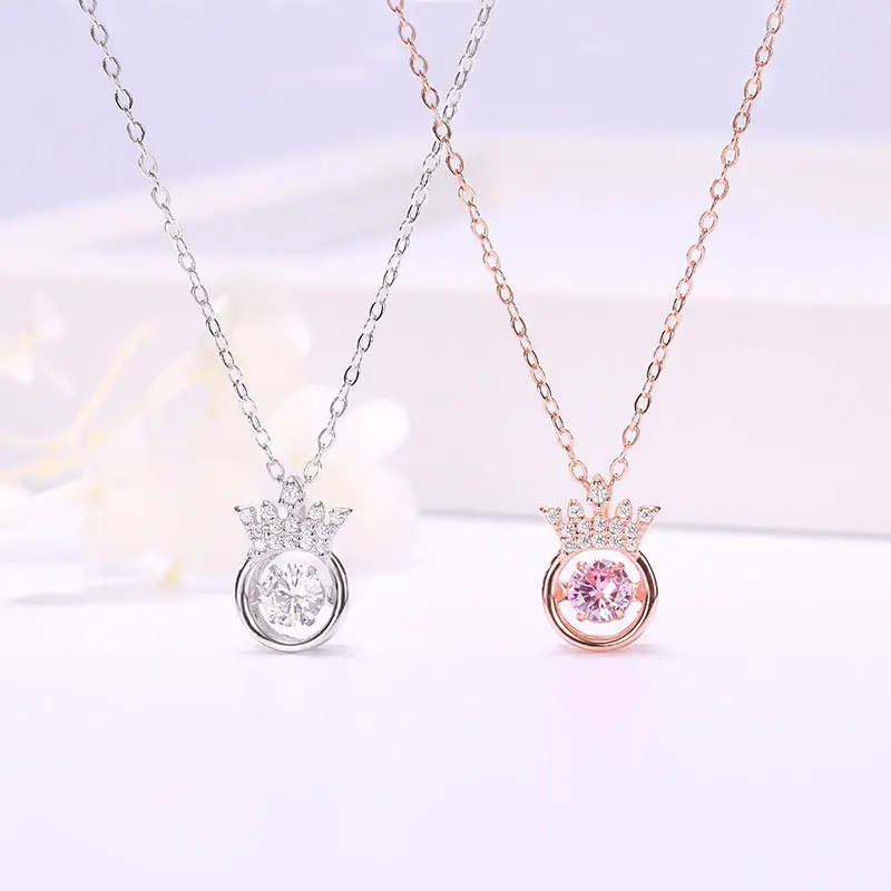 S925 Crown Sparkling Dance Necklace for 