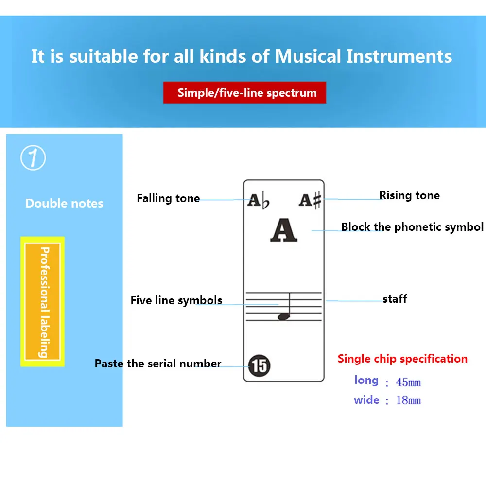  Piano Keyboard Instruments Keyboard Sticker Teaching Transparent 37/49/61/88 Keys Music Labels Begi - 4000238468978