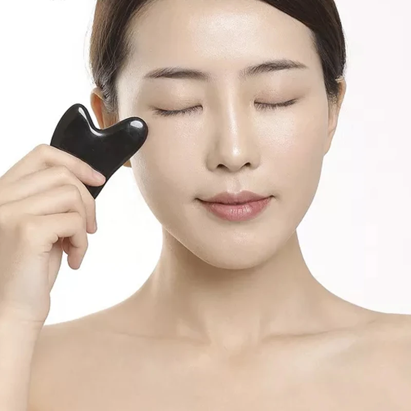 Face Massager Silicone face roller Guasha board Natural Massage Jade Roller Gua Sha Stone Board Rose Quartz Guasha Plate Massager Scrapers Tools For Face Eyes Neck Back Body