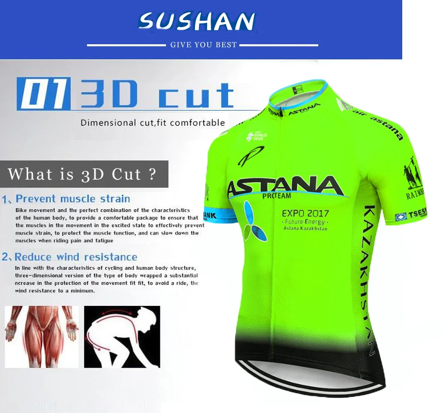 Pro UCI World Tour Мужская одежда для велоспорта Астана одежда для горного велосипеда командная одежда для велоспорта Ropa Ciclismo Jersey 16D Gel
