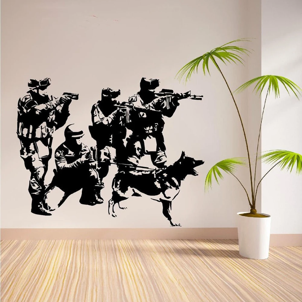 

SWAT Team Military Army Soldiers Removeable Wall Room Vinyl Sticker Decal Unique Gift