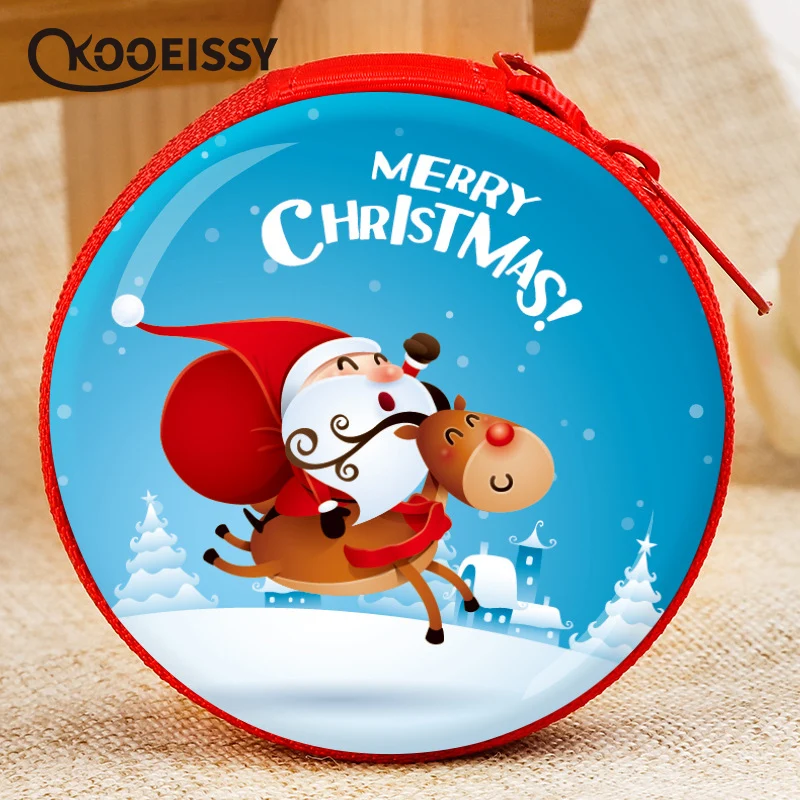 

Portable Cartoon Santa Tinplate Storage Box Headphone Cable Storage Container Data Line Organizer Key Change Box Christmas Gift