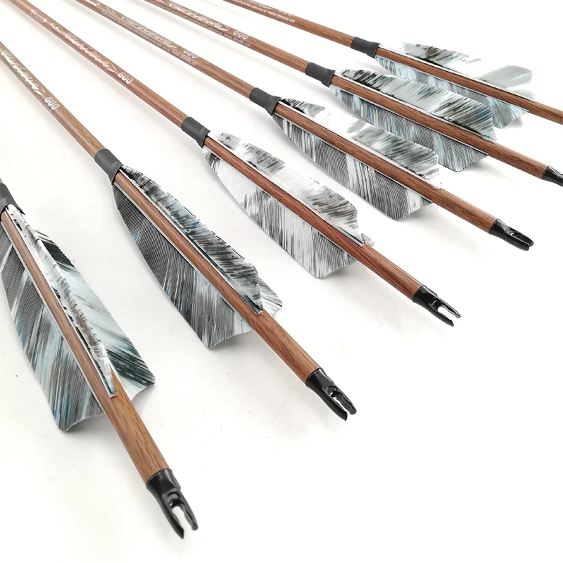 Inals-Archery-Spine-400-500-600-Carbon-Arrows-Wooden-Skin-Shafts-Turkey-Vanes-100gr-Points-Compound (2)