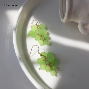 

HUANZHI 2020 New Korea Transparent Acrylic Stereoscopic Fruit Drop Earrings Geometric for Woman Girls Party Jewelry Gifts