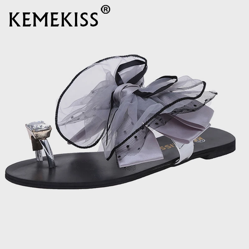 Шлепанцы KemeKiss женские плоские сандалии с бантиком на плоской подошве летняя