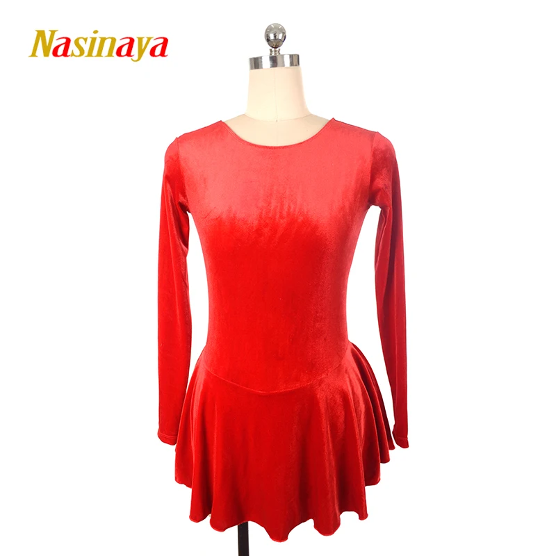 Costume Figure Skating Dress Women Kids Ice Skating Skirt Black Velvet Monochromatic Competition