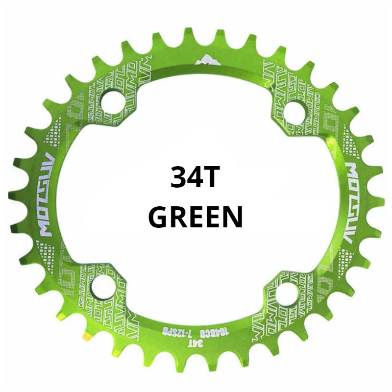 green 34T Oval MOTSUV 104BCD овальная узкая широкая цепь MTB горный велосипед 32T 34T 36T 38T шатуны с одним зубом пластины части 104 BCD - Цвет: green 34T Oval