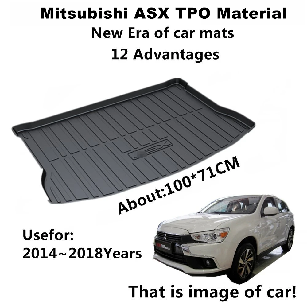 

SJ ALL Weather TPO Car Trunk Mats Tail Boot Cargo Liner Cover Rear Cargo Tray Luggage Pad For Mitsubishi ASX 2014 2015 2016-2018