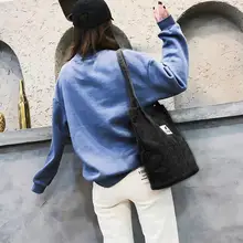 Корейские холщовые сумки женские вельветовые сумки на плечо Простые Модные вместительные женские сумки с верхней ручкой