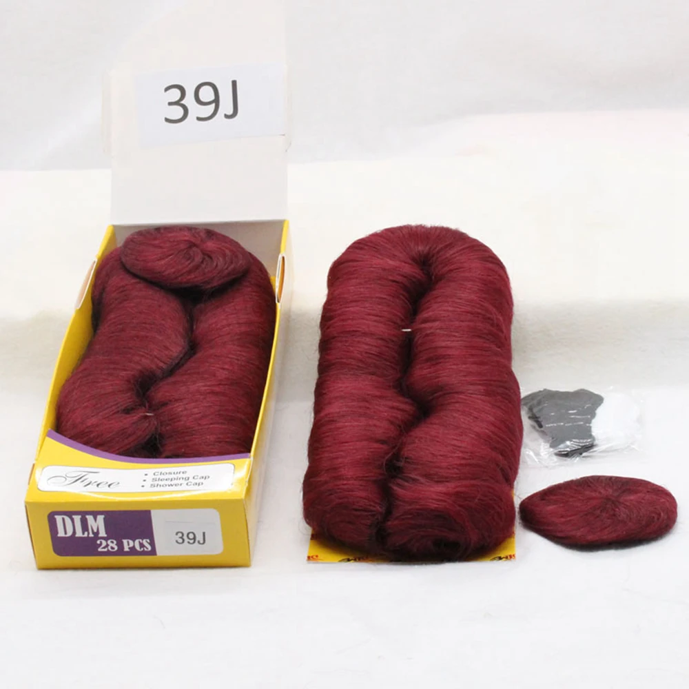 

DLME 39J Red Color Curly Brazilian Hair Weave Bundles 28pcs Remy Curly Hair Extensions For Short Hair style