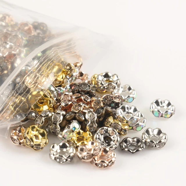 50pcs Rhinestone Spacer Beads Czech Crystal Metal Spacers For Jewelry Making  DIY Earrings Bracelets Necklace Accessories Finding - AliExpress