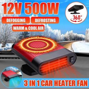 

500W Winter Car Auto Heater 12V Air Purifier Cooler Dryer Demister Defroster Portable 3 in 1 Windshield Hot Warm Fan Truck Van
