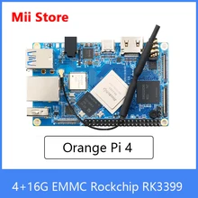 Orange Pi 4 Single Board Computer 4GB DDR4+16G EMMC Rockchip RK3399 Dual-coreCortex-A72+Quad-core Cortex-A53 Development Board