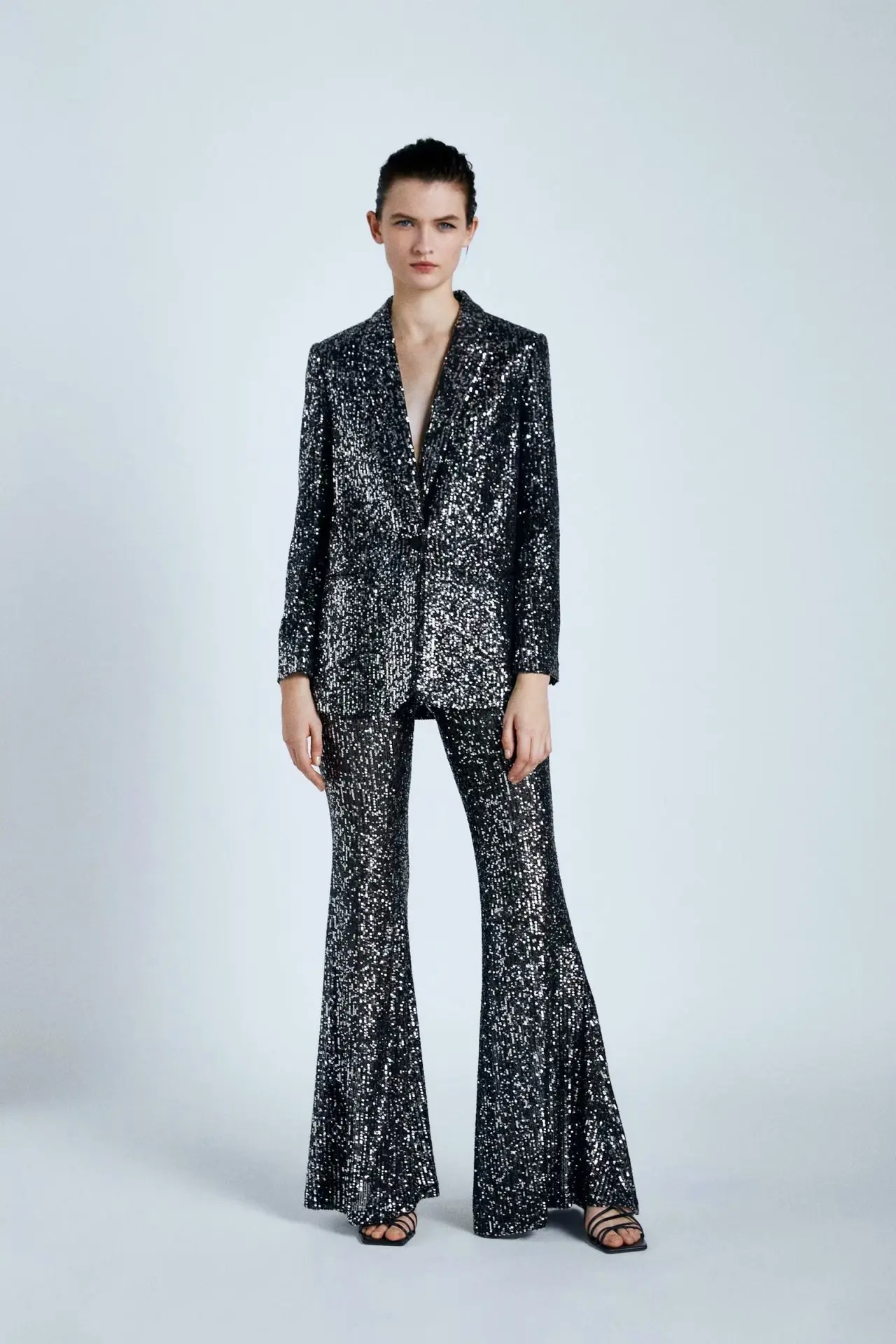 Sparkly Beaded Sequin Pants Suits Women 2 Two Piece Set Stylish Glitter  Blazer Suit Jacket Wide Leg Trousers Work Stage Clothes - Pant Suits -  AliExpress