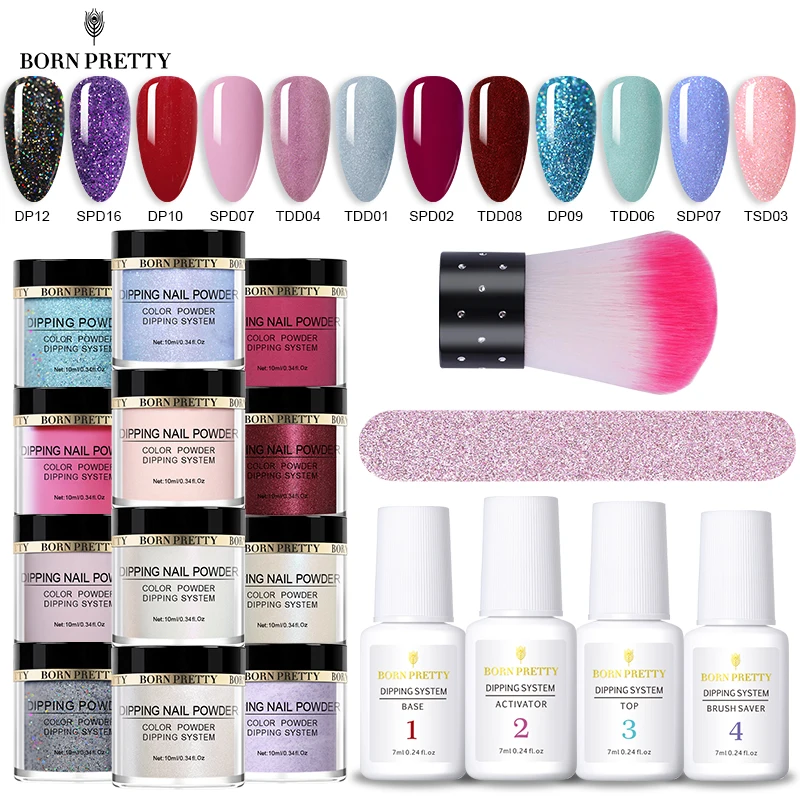 BORN PRETTY Dip порошок для ногтей 10 мл Блестящий натуральный сухой окунающий Пыль