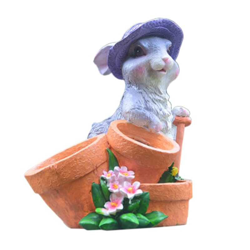 

Easter Decorations for Home New Year Cute Rabbit Figurines Tabletop Ornaments Fairy Garden Purple