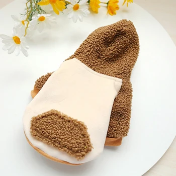 

Fashion Winter Warm Pet Clothes Lamb Fleece Dog Sweater with Hat Thickened Comfortable Durable Pet Winter Clothes