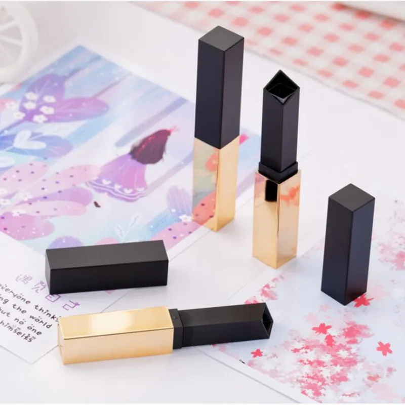 

Wholesale 12.1MM Empty Lipstick Bottles Black Gold Direct Filling Lipgloss Tubes Lipbalm Bottle Lipstick Tubes Lip Bottles