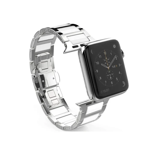 Silver Lerxiuer Нержавеющая сталь ремешок для apple watch, ремешок 42 мм, 38 мм, версия apple серии 3/2/1 Керамика на запястье браслет ремень ремешок для часов - Цвет ремешка: Silver