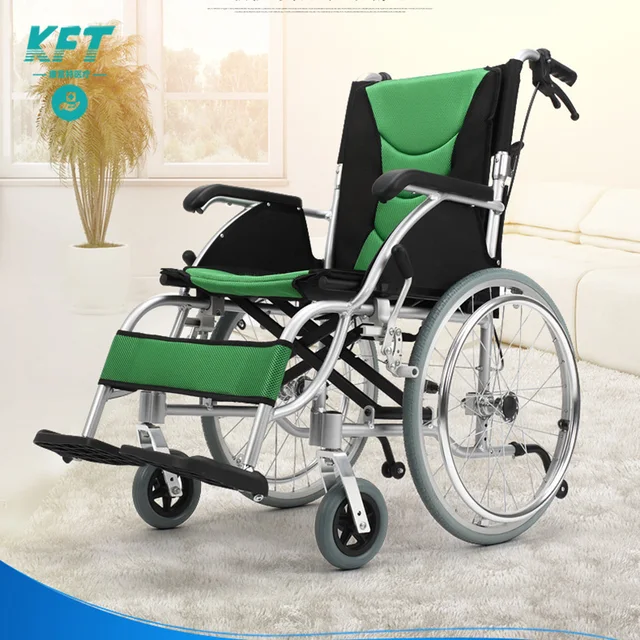 알루미늄 합금 수동 휠체어, 접이식 경량, 노인 핸드 푸시 휠체어, 장애인 환자 유모차