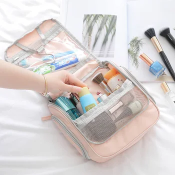 

Portable Folding Toiletry Bag for Men and Women Multi-layer Toiletries Organizer with Lanyard