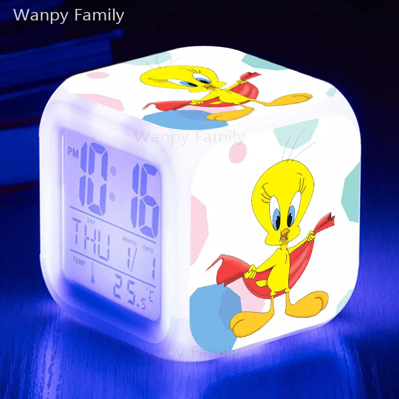 Очень прекрасный Твити Будильник 7 цветов светящийся светодиодный цифровой будильник для детей подарок на день рождения многофункциональные сенсорные часы