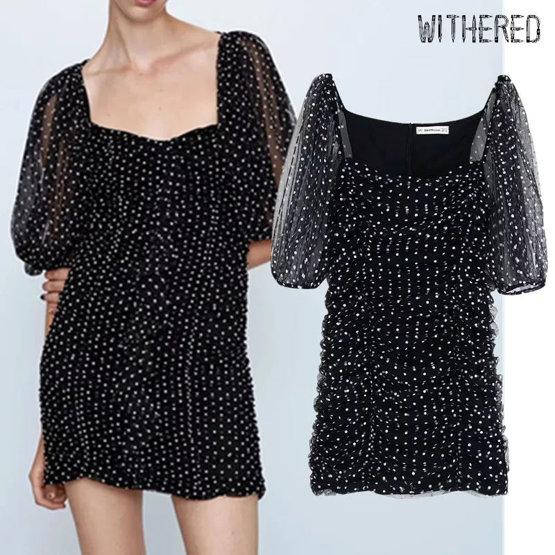 

Withered england elegant polka dot Gauze party dress women vestidos de fiesta de noche vestidos sexy mini dress women blazers