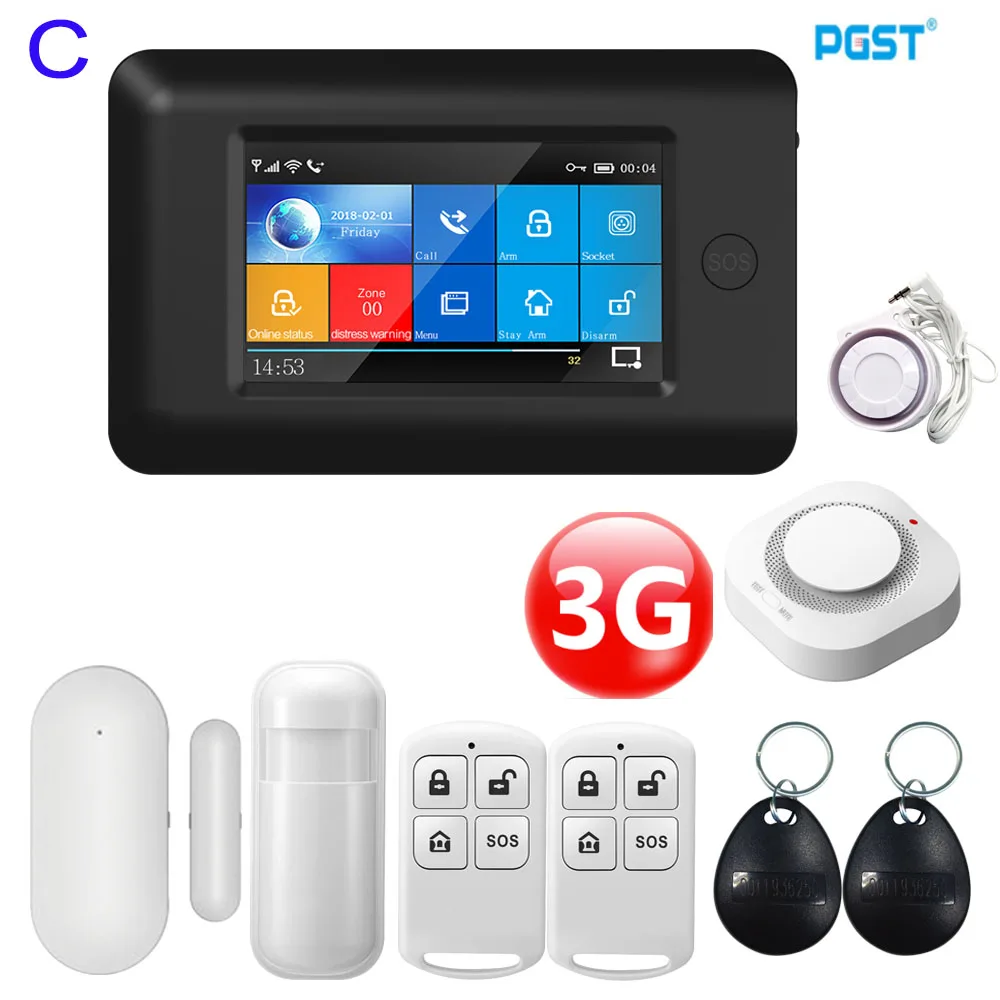 C SET PGST 106 3g беспроводная домашняя безопасность wifi GSM домашняя сигнализация управление приложением с автоматическим циферблатом охранная сигнализация с функцией обнаружения системы - Цвет: C SET