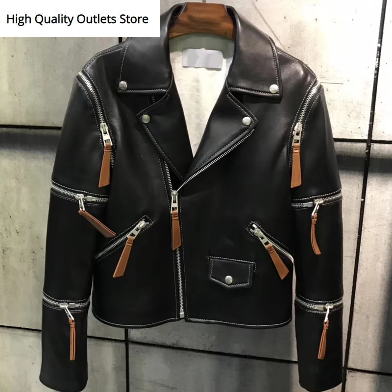 real leather jacket women genuine ladies lambskin | Женская одежда