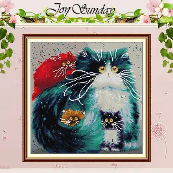 

Colorful Cat Patterns Counted Cross Stitch Handmade Cross Stitch 11CT 14CT Animals Cross Stitch Kits Embroidery for Needlework