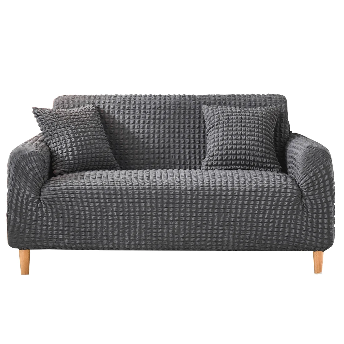 Universal Seersucker Anti-Slip Grey Sofa Cover Couch Furniture Covering the Sofas Seat for Elastic | Дом и сад