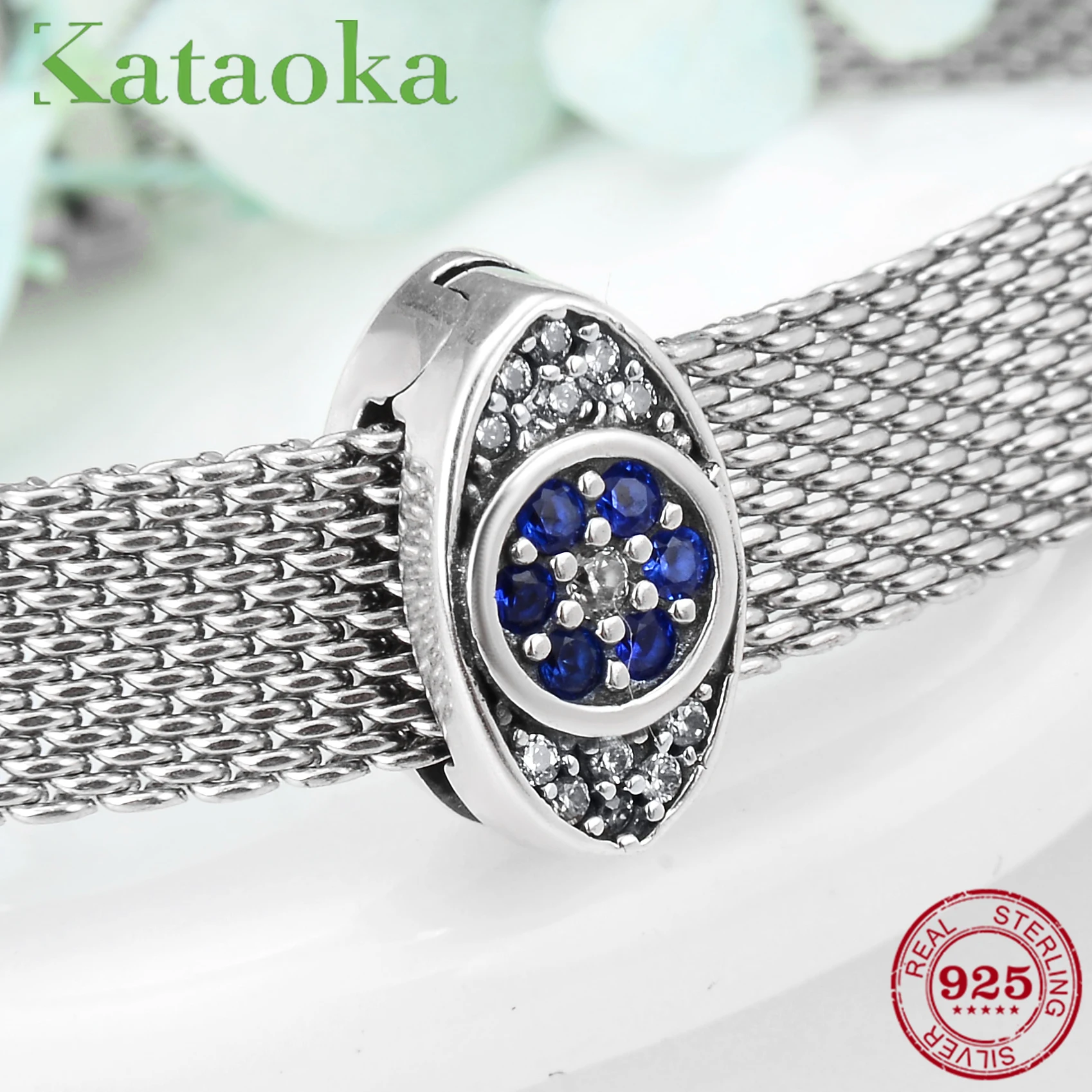 

Hot Round shape Charming CZ 925 Sterling Silver Clip Beads Evil Blue eye Fit Original reflections Bracelet charms Jewelry Making