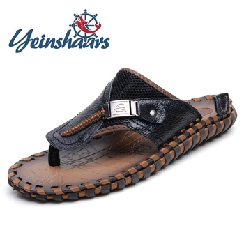 

Genuine Leather Flip Flops Men Antiskid Beach Slippers Male High Quality Handmade Summer Rome Flip Flop Luxury Outdoor Shoes Men