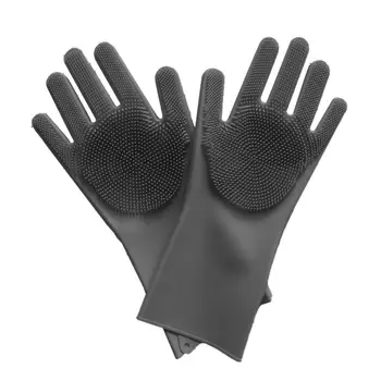 

1 Pair Kitchen Silicone Cleaning Gloves Magic Silicone Dish Washing Gloves Household Silicone Scrubber Rubber Cleaning Gloves