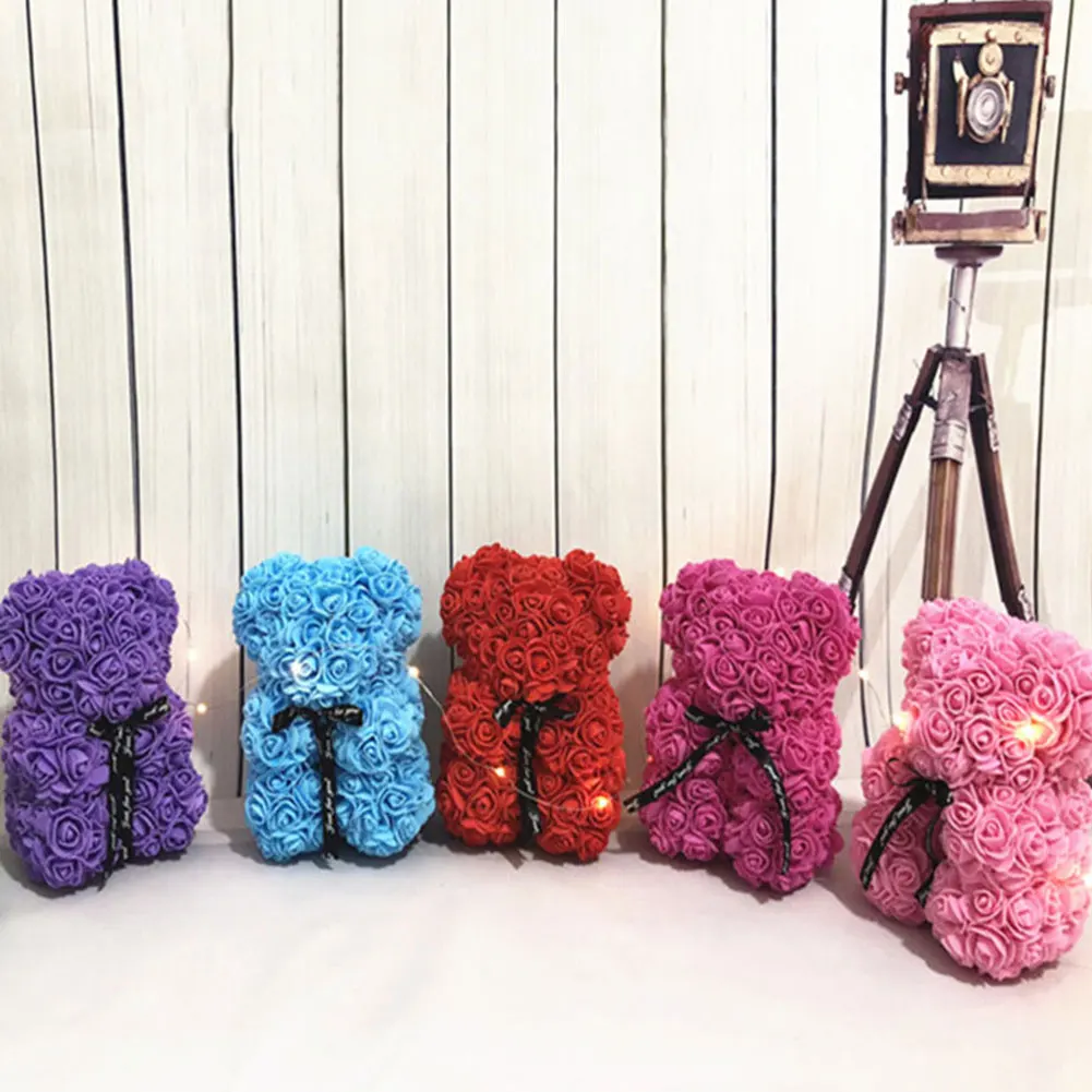 25cm Cute PE Rose Flower Teddy Bears Foam Bears From Rose Wedding Home Decorations Birthday Valentines 1 25cm Cute PE Rose Flower Teddy Bears Foam Bears From Rose Wedding Home Decorations Birthday Valentines 5