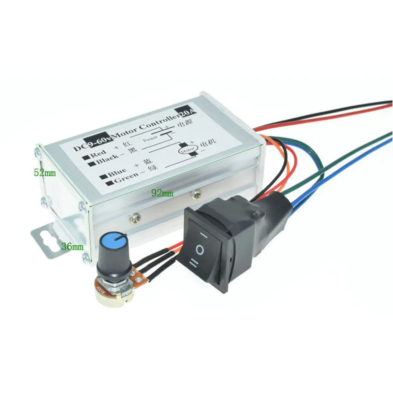 20A ШИМ DC9-60V регулятор скорости двигателя CW CCW Реверсивный 1200 Вт