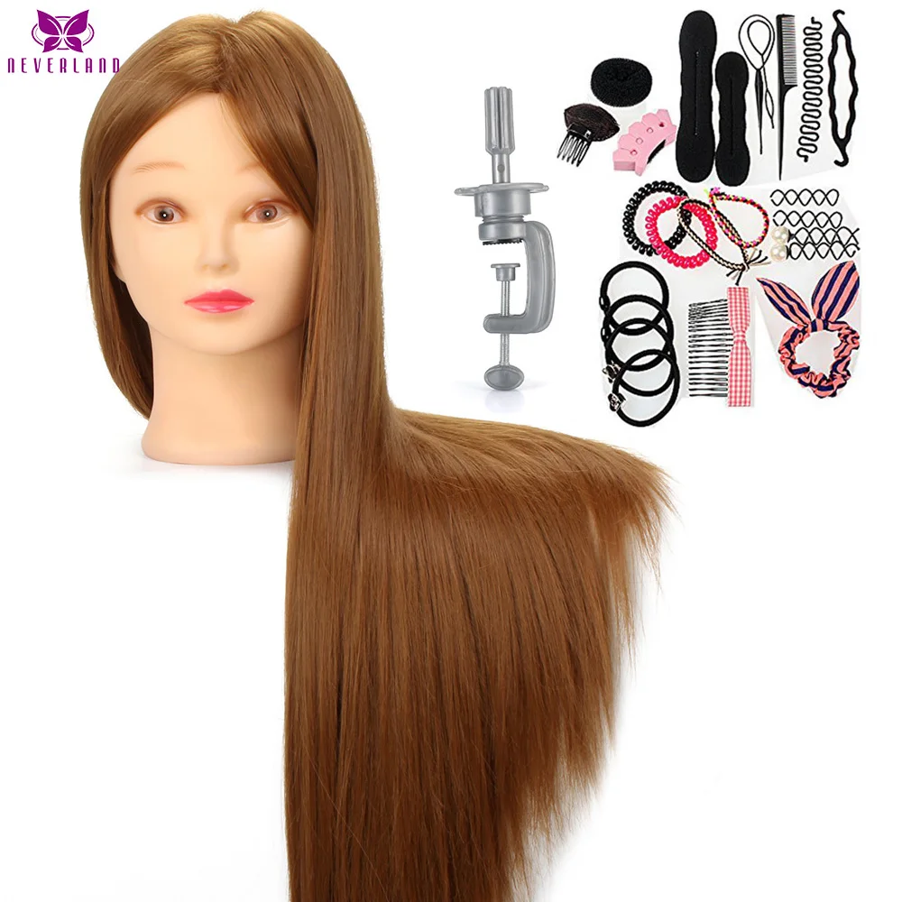 

Neverland 26Inch Synthetic Mannequin Head Hairstyles Female Mannequin Hairdressing Training Head Dummy Dolls Manikin Head