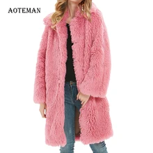 Зимнее женское пальто из искусственного меха, повседневные толстые длинные меховые куртки с отложным воротником, пальто размера плюс, теплая верхняя одежда casaco feminino 4XL