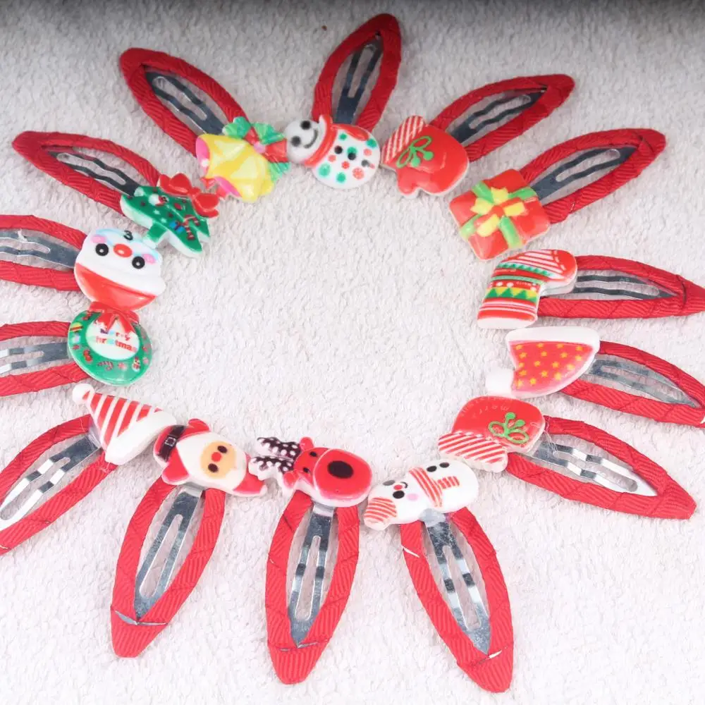 

10Pcs/set Cute Cartoon Christmas Hair Clip Candy Santa Claus BB Hairpin Women Girl Headdress Duckbill Clip Butterfly Barrette