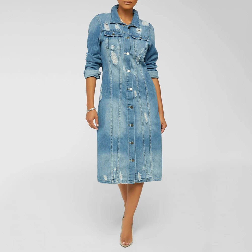 

Autumn Winter Women Hole Denim Jacket 2020 Harajuku boyfriend Jean Jacket Loose Long Sleeve Female Coats Large Size Female D30