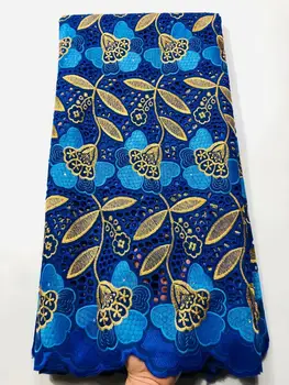 

Latest Design African Dry Lace Fabrics High Quality Cotton Lace Fabric BLACK Stones Swiss Voile Lace In Switzerland