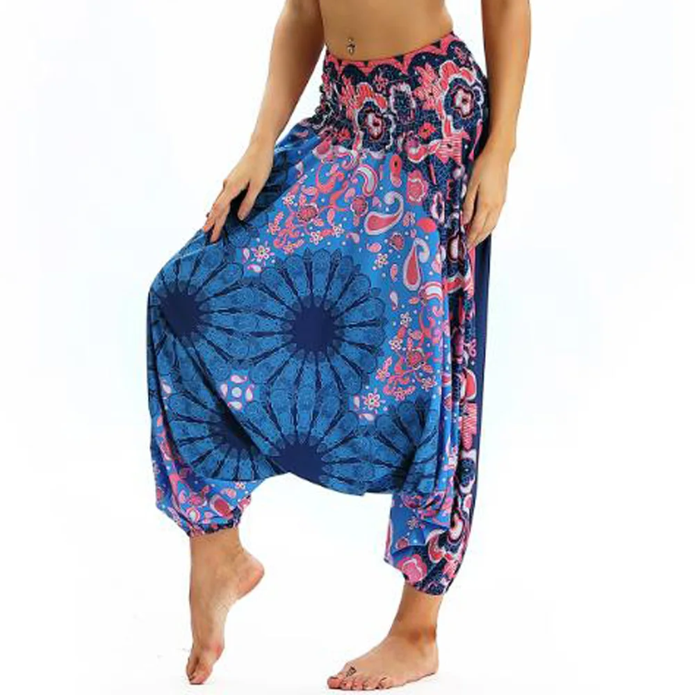 Длинные брюки с принтом женские повседневные мешковатые эластичным поясом