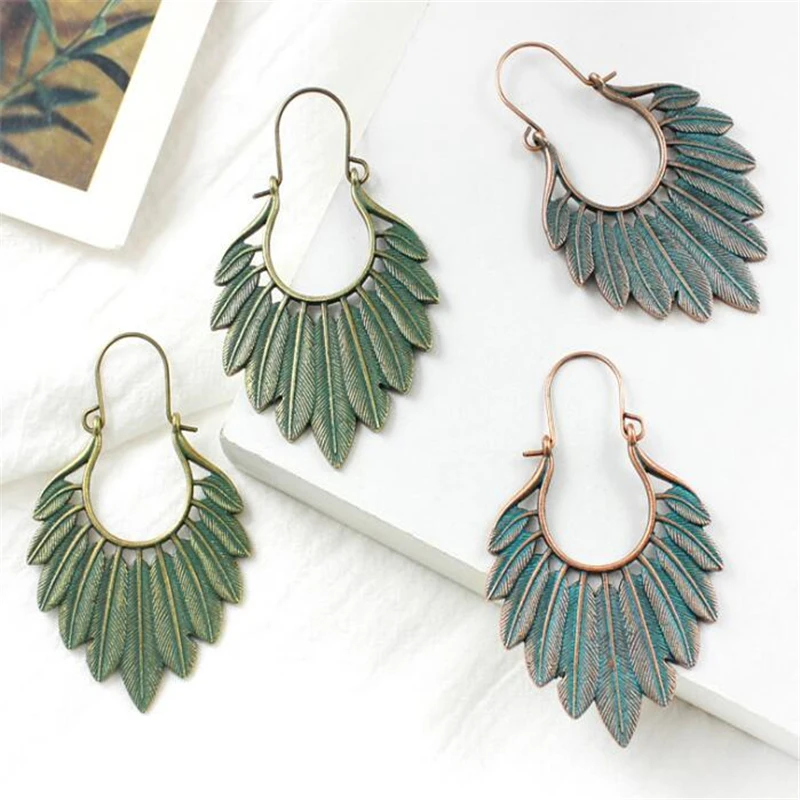 

ZOSHI Bohemian Ethnic Bronze Green Leaf Tassel Drop Earrings Women Handmade Statement Gypsy Jewelry Earring Femmes Pendientes