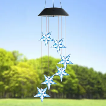 

Star LED Solar Wind Chimes Lights Color Changing Multi-functional Texture Durable Practical Garden Yard Decor Hanging Lamps